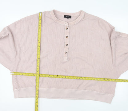 ME+EM Women's Beige Henley Cotton Sweatshirt Size M