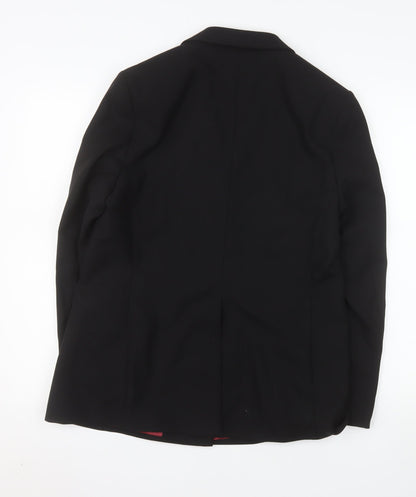 Marks and Spencer Women Black Wool Double-Breasted Blazer UK 14