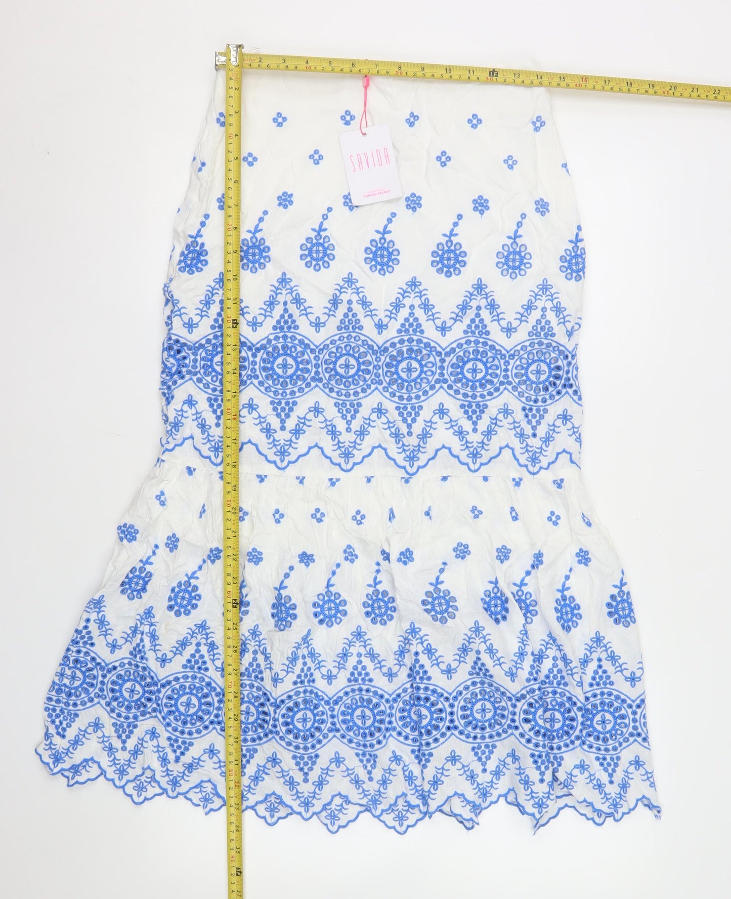 Savida Women's White Embroidered A-Line Midi Skirt Size 12