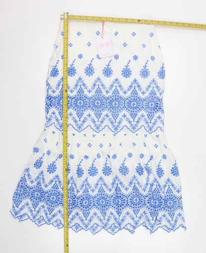 Savida Women's White Embroidered A-Line Midi Skirt Size 12