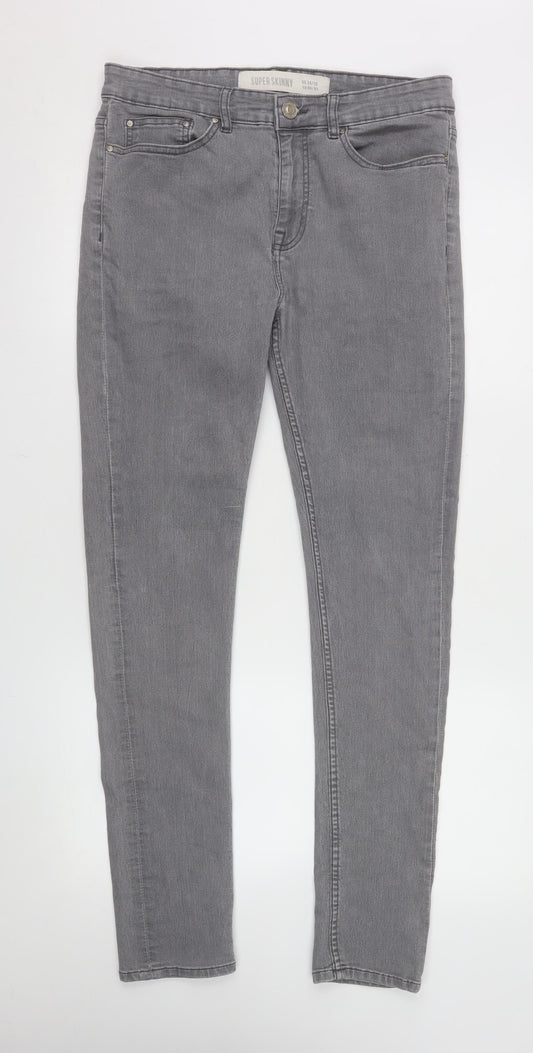 New Look Men Grey Super Skinny Denim Jeans Size 34 Regular