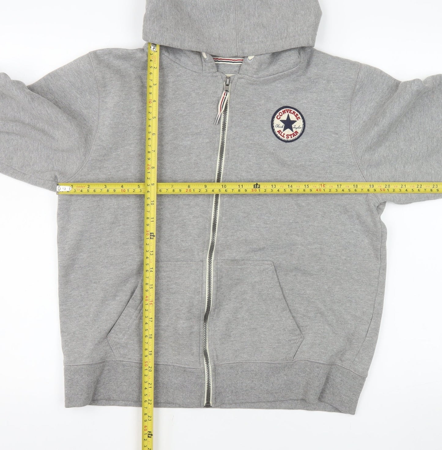 Converse Girls Grey Full Zip Hooded Jacket XL 13-15 Years Cotton Blend