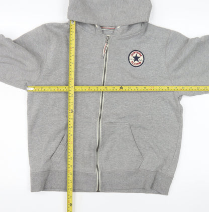 Converse Girls Grey Full Zip Hooded Jacket XL 13-15 Years Cotton Blend