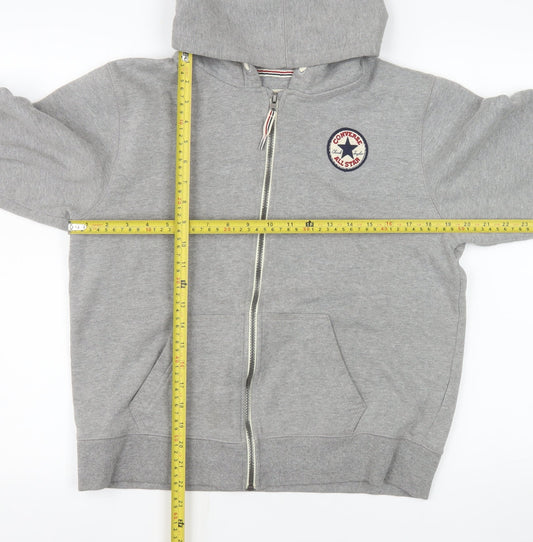 Converse Girls Grey Full Zip Hooded Jacket XL 13-15 Years Cotton Blend