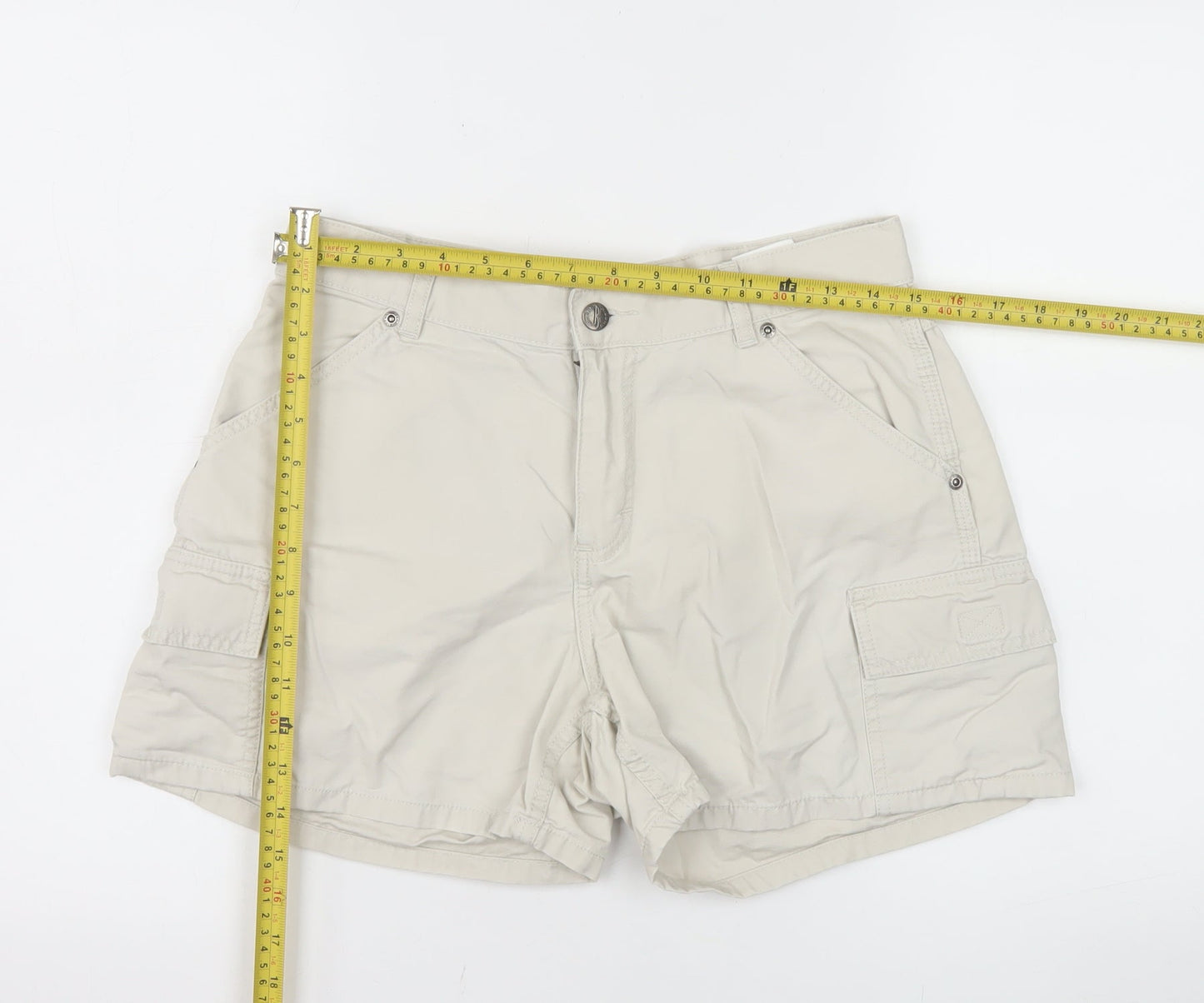 Riders Womens Beige Cargo Shorts Size 8 Cotton Casual Summer