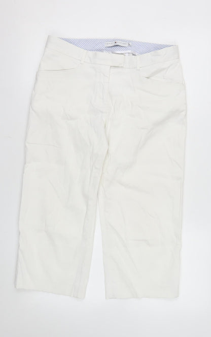 Tommy Hilfiger Women’s White Cropped Trousers M Cotton Blend