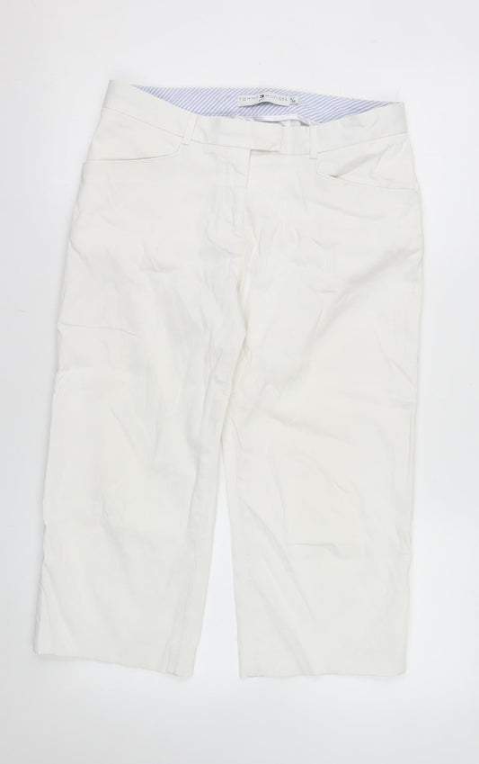 Tommy Hilfiger Women’s White Cropped Trousers M Cotton Blend