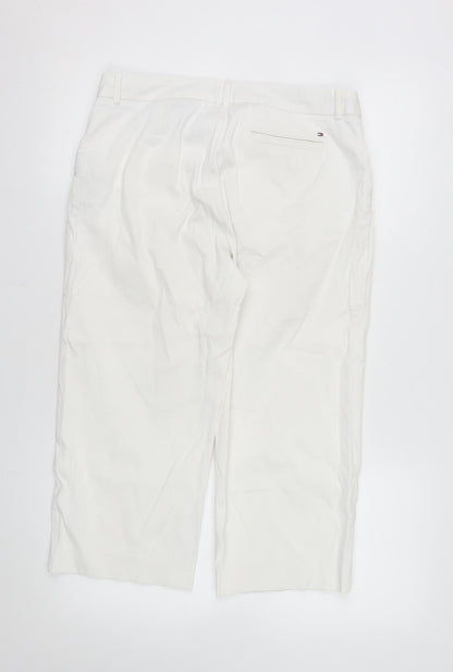 Tommy Hilfiger Women’s White Cropped Trousers M Cotton Blend