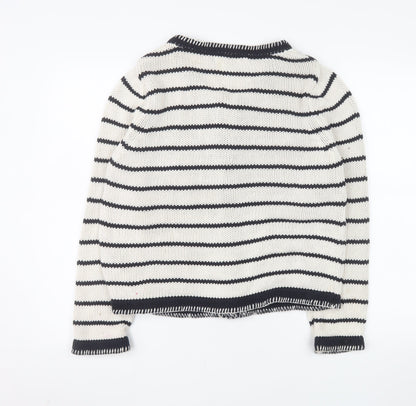 Marks and Spencer Women Multicoloured Size 12 Cotton Striped Cardigan