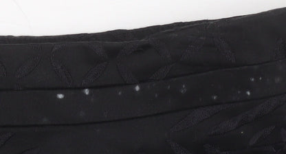 Oasis Women Black Size 12 A-Line Sequin Embroidered Skirt
