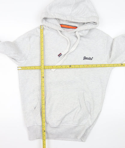 Superdry Men's Grey Pullover Hoodie Size L Logo Fleece Jumper