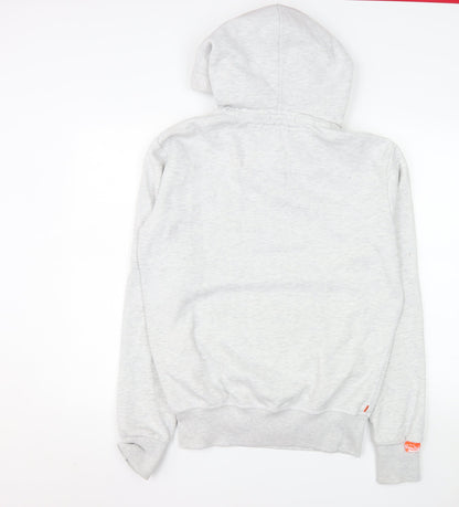 Superdry Men's Grey Pullover Hoodie Size L Logo Fleece Jumper