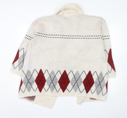 Mango Women’s Beige Argyle Wool Blend Knit Cardigan Size 8