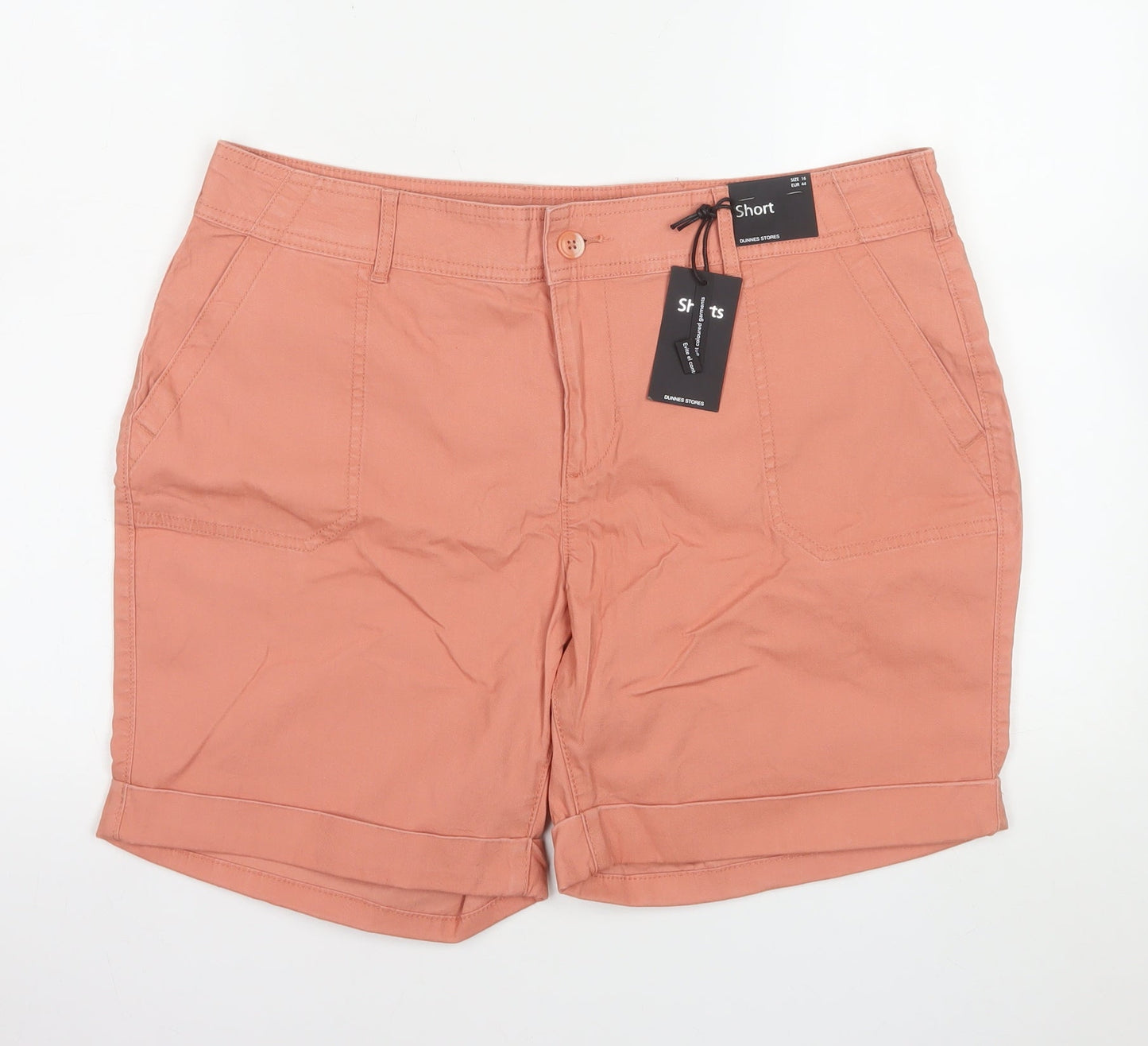 Dunnes Stores Women’s Orange Chino Shorts Size 16 Cotton Stretch