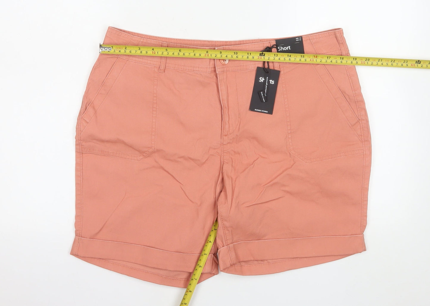 Dunnes Stores Women’s Orange Chino Shorts Size 16 Cotton Stretch