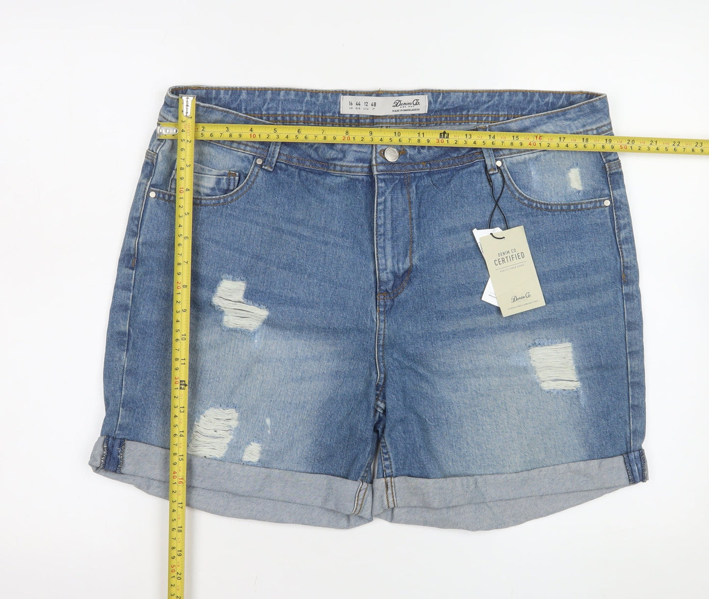 Denim Co Women Blue Distressed Denim Shorts Size 16 Casual Style