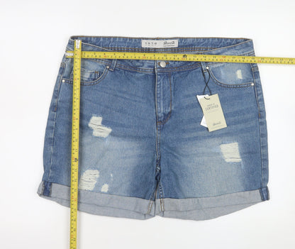 Denim Co Women Blue Distressed Denim Shorts Size 16 Casual Style