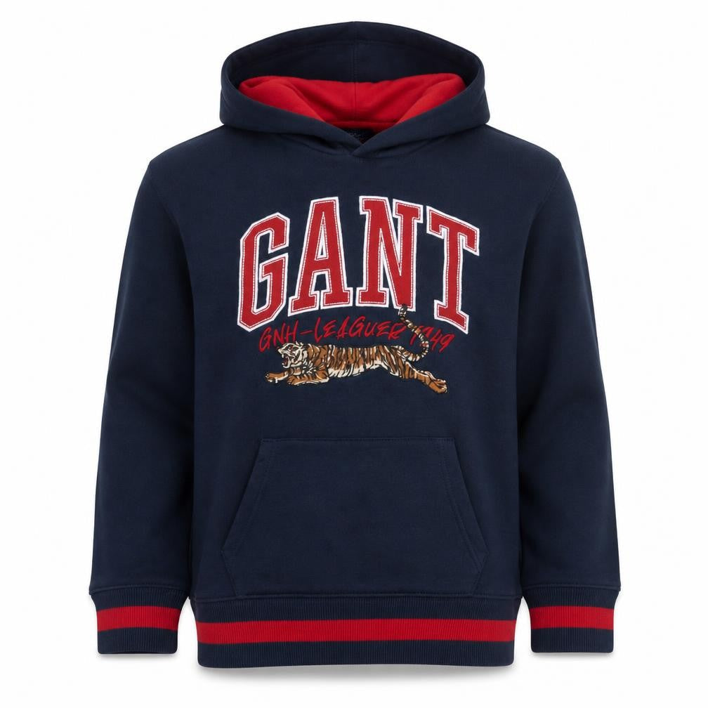 GANT Boys Navy Blue Hooded Pullover Sweatshirt 13-14 Years Cotton Blend