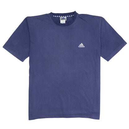 Adidas Men Blue Crew Neck Short Sleeve Cotton T-Shirt Size L