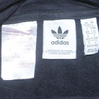 Adidas Boys Black Pullover Hoodie 13-14 Years Fleece Logo Sweatshirt