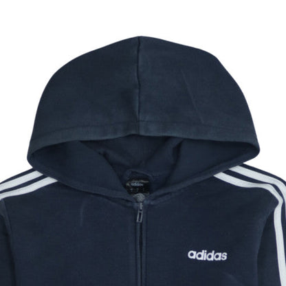 Adidas Women's Navy Full Zip Hoodie Size M - Classic 3 Stripe Design
