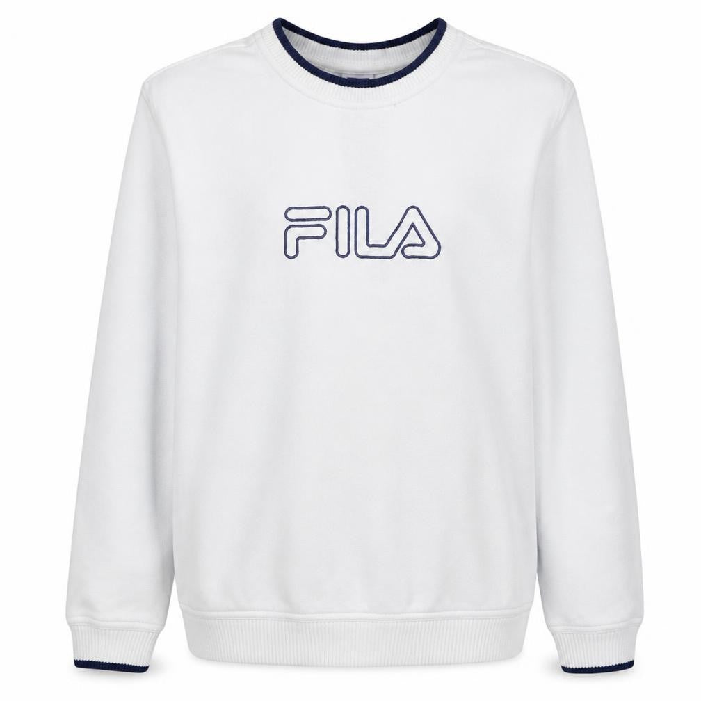 Fila Boys White Logo Pullover Sweatshirt Age 12 Regular Fit Crew Neck