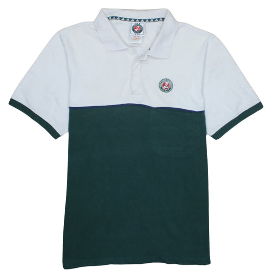 Adidas Roland Garros Men's White Green Colourblock Polo Shirt Size S
