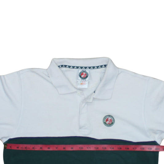 Adidas Roland Garros Men's White Green Colourblock Polo Shirt Size S