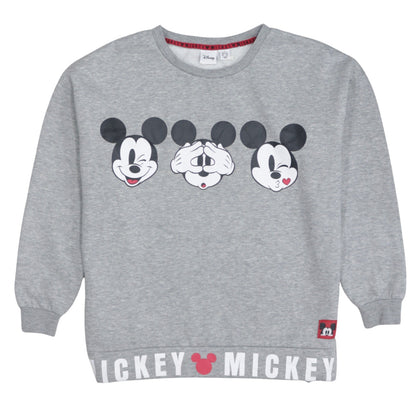 Disney Women Grey Mickey Mouse Graphic Pullover Sweatshirt Size S
