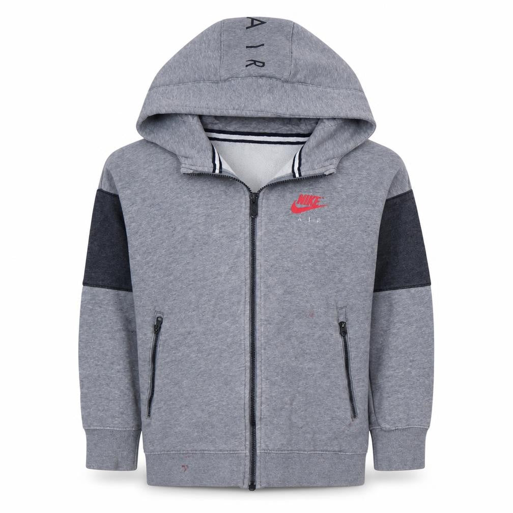Front view of Nike boys’ grey full zip hoodie 10-12 years regular fit fleece sweatshirt