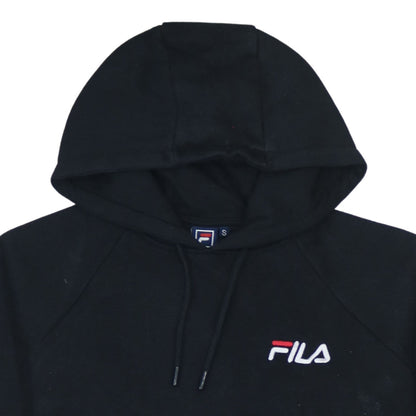 Fila Men's Black Pullover Hoodie Small Embroidered Logo Fleece