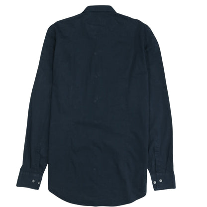 Hugo Boss Men's Blue Slim Fit Linen Long Sleeve Button-Up Shirt Size 40