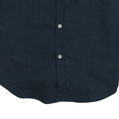 Hugo Boss Men's Blue Slim Fit Linen Long Sleeve Button-Up Shirt Size 40