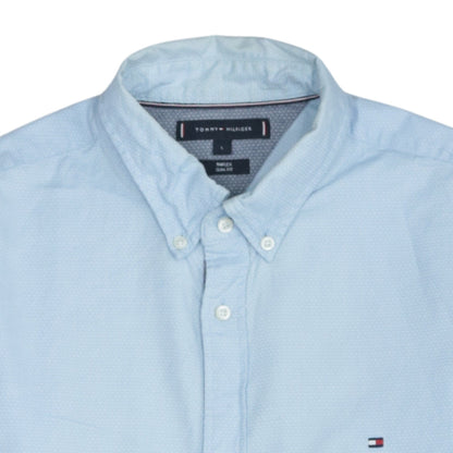 Tommy Hilfiger Men's Blue Slim Fit Button-Down Shirt L