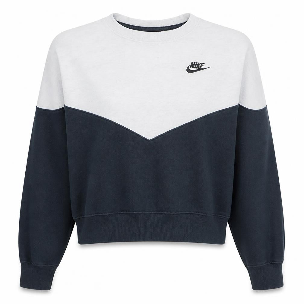 Nike Women Black White Colourblock Crew Neck Pullover Sweatshirt L