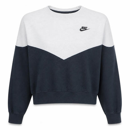 Nike Women Black White Colourblock Crew Neck Pullover Sweatshirt L