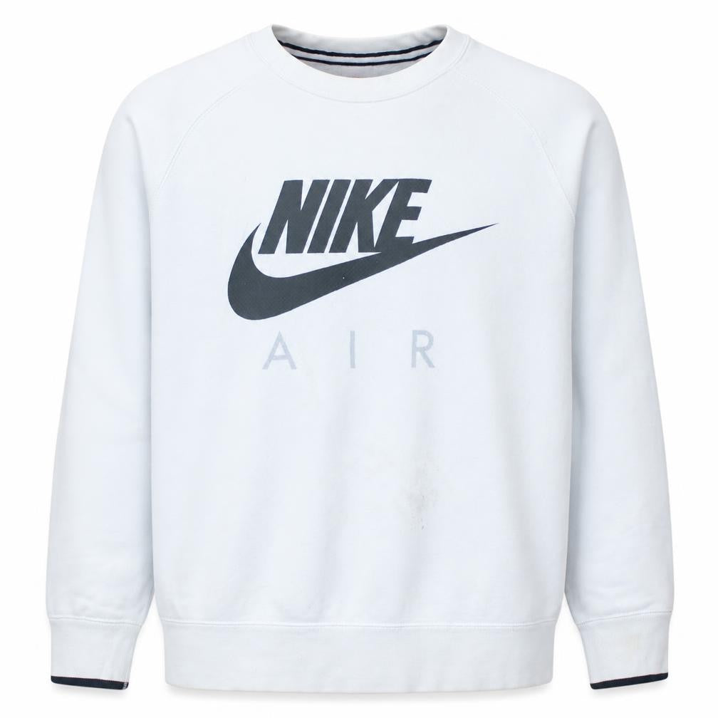 Nike Men's White Crew Neck Pullover Sweatshirt M Graphic Print Cotton Blend