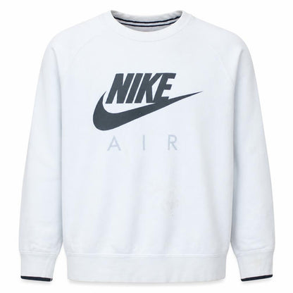 Nike Men's White Crew Neck Pullover Sweatshirt M Graphic Print Cotton Blend