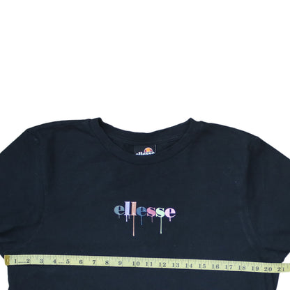 Ellesse Women's Black Cotton Short Sleeve T-Shirt UK 14