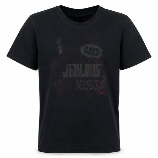 Front view of Adidas Men's Black Graphic Print Cotton Short Sleeve T-Shirt, size L