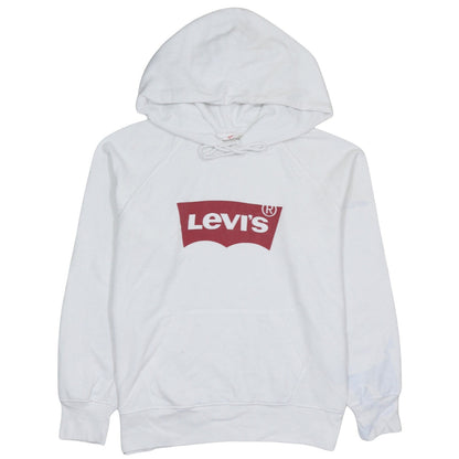 Levi's Men White Pullover Hoodie M Logo Graphic Fleece Sweatshirt