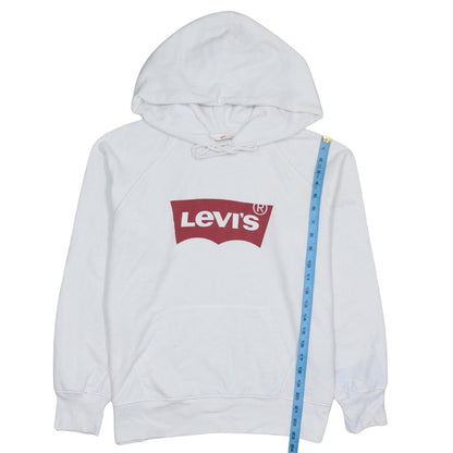 Levi's Men White Pullover Hoodie M Logo Graphic Fleece Sweatshirt