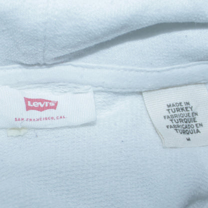 Levi's Men White Pullover Hoodie M Logo Graphic Fleece Sweatshirt
