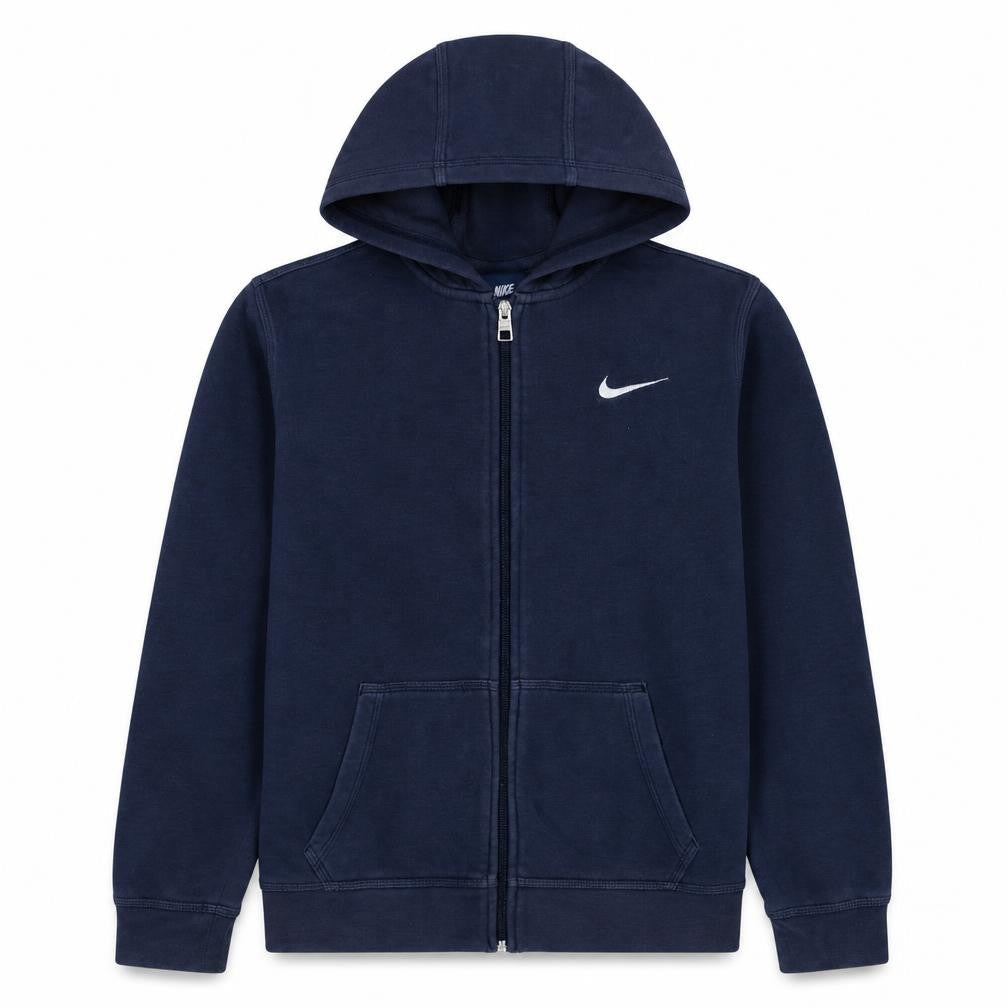 Front view of Nike boys’ blue full zip hoodie 13-15 years fleece hooded sweatshirt