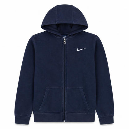 Front view of Nike boys’ blue full zip hoodie 13-15 years fleece hooded sweatshirt