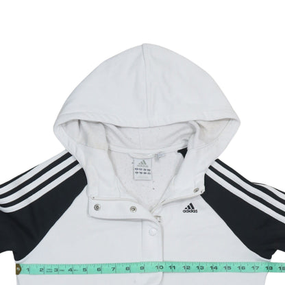Adidas Womens White Full Zip Hoodie Size 12 Raglan Sleeve Sportswear