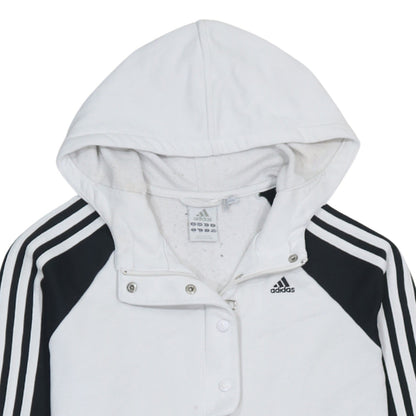 Adidas Womens White Full Zip Hoodie Size 12 Raglan Sleeve Sportswear