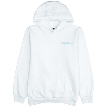 adidas Men's White Pullover Hoodie Small Logo Graphic Print