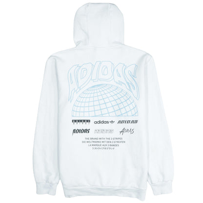 adidas Men's White Pullover Hoodie Small Logo Graphic Print