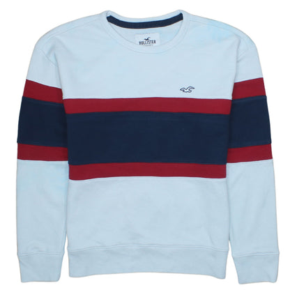 Hollister Men’s Multicoloured Striped Crew Neck Sweatshirt M
